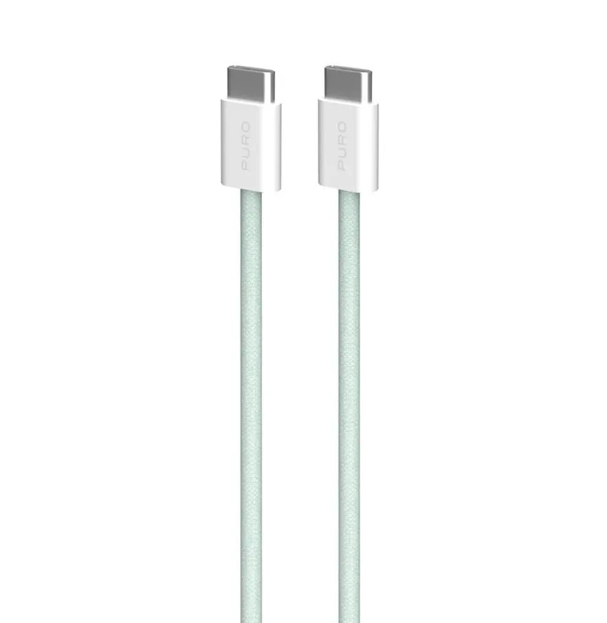 PURO - Kábel USB-C/USB-C, 60 W, Fabrik FABK4, 1,5 m, zelená