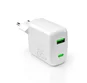 PURO - Cestovný adaptér MiniPro USB-C/USB-A, GaN, 65 W, biela