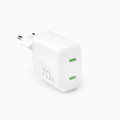 PURO - Cestovný adaptér MiniPro 2x USB-C, GaN, 70 W, biela
