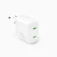 PURO - Cestovný adaptér MiniPro 2x USB-C, GaN, 70 W, biela