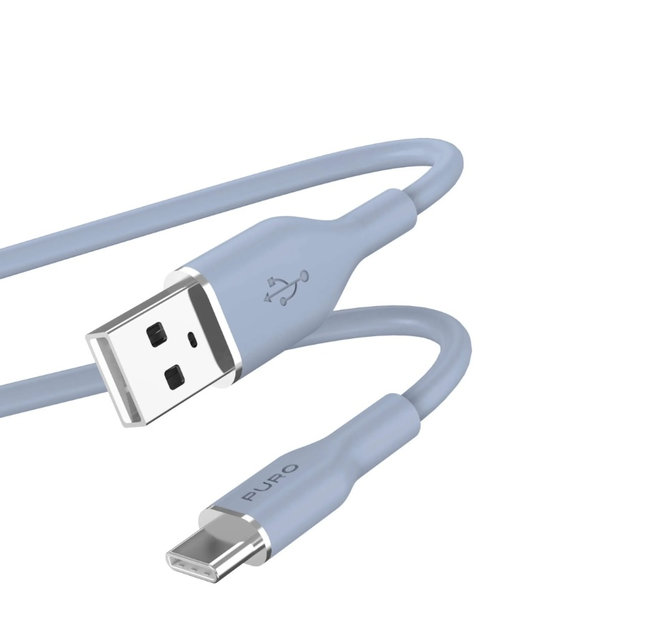 PURO - Kábel USB-C/USB-A, 60 W, Soft, 1,5 m, svetlá modrá