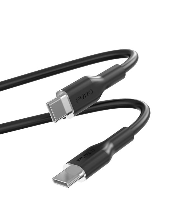 PURO - Kábel USB-C/USB-C, 60 W, Soft, 1,5 m, čierna