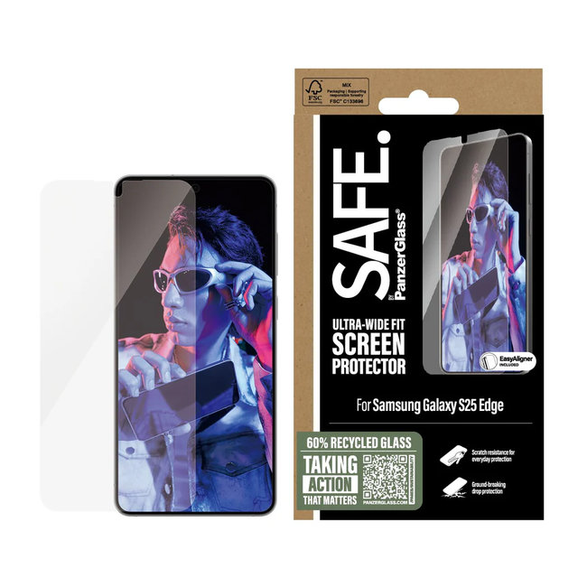 SAFE - Tvrdené sklo UWF s aplikátorom pre Samsung Galaxy S25 Edge, číra