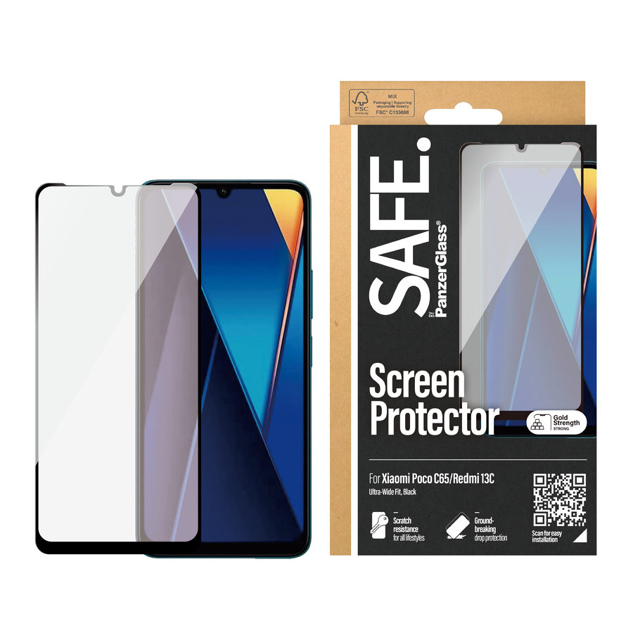 SAFE - Tvrdené sklo UWF pre Xiaomi Redmi 13C 5G, čierna