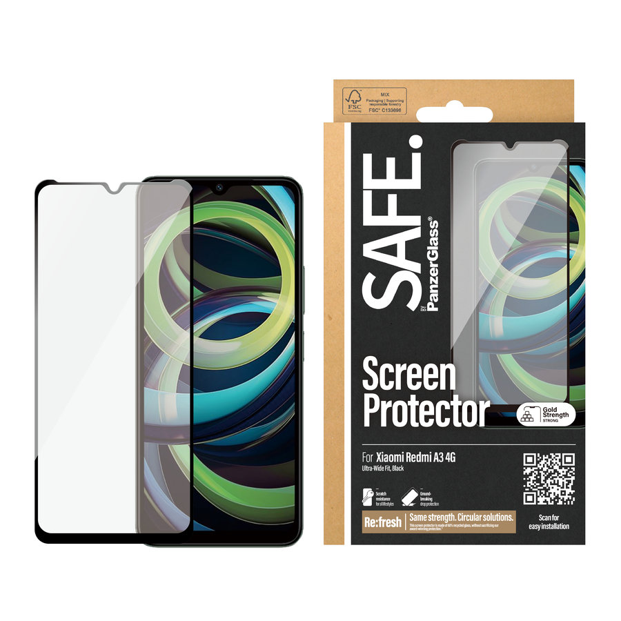 SAFE - Tvrdené sklo UWF pre Xiaomi Redmi A3, čierna