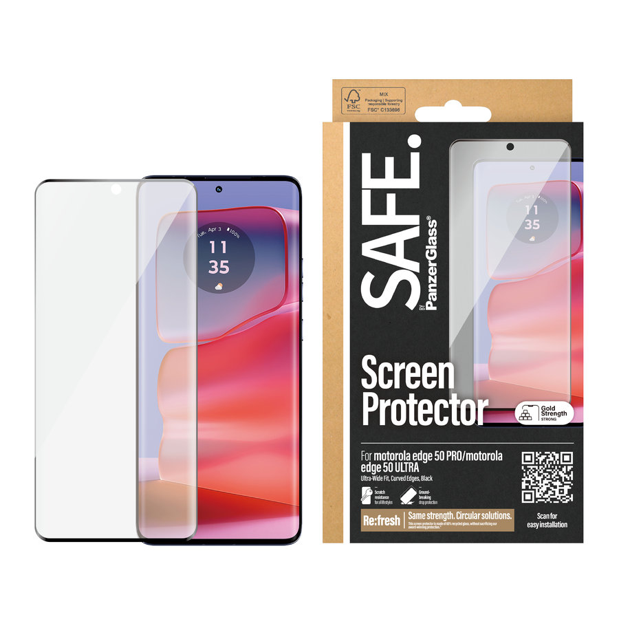 SAFE - Tvrdené sklo UWF pre Motorola Edge 50 Pro, čierna