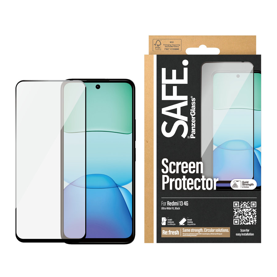 SAFE - Tvrdené sklo UWF pre Xiaomi Redmi 13 4G, čierne