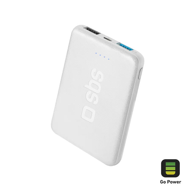 SBS - PowerBank 5000 mAh 10 W, Intelligent Charge, 2x USB-A, biela