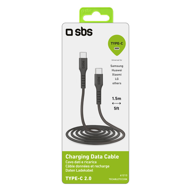 SBS - Kábel USB-C/USB-C, 25 W, 1,5 m, čierna