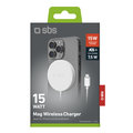 SBS - Univerzálna magnetická bezdrôtová nabíjačka, 15 W, biela