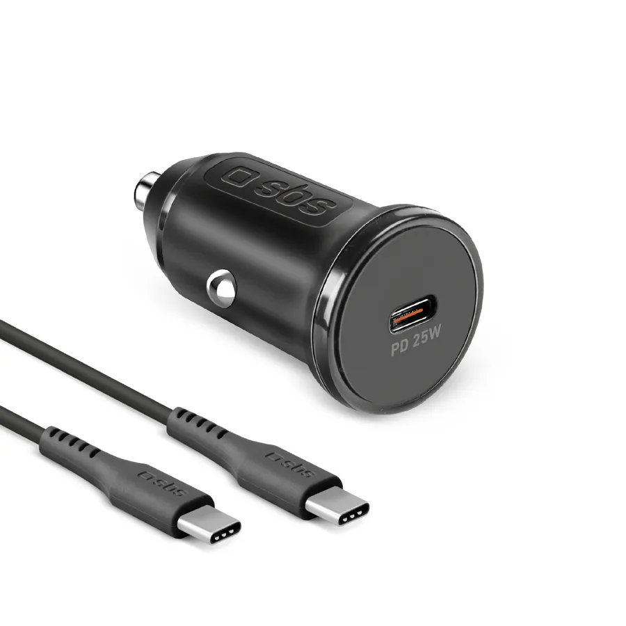 SBS - Nabíjacia sada do auta USB-C, PD 25 W, čierna