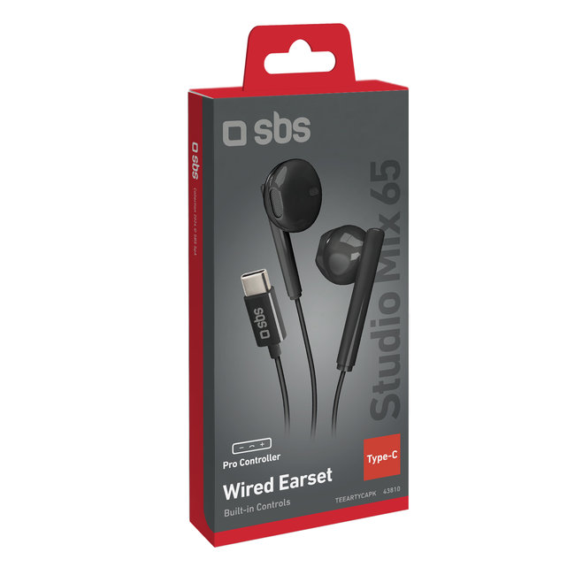 SBS - Slúchadlá Studio Mix 65c s mikrofónom, USB-C, čierna