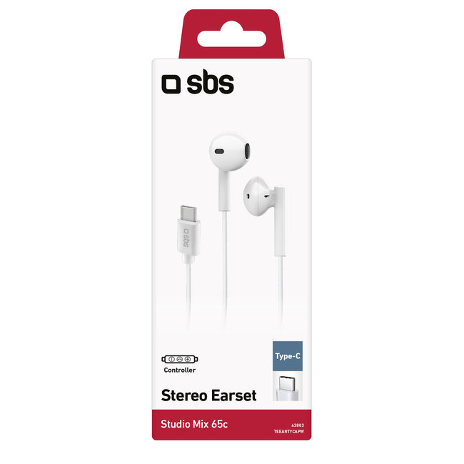 SBS - Slúchadlá Studio Mix 65c s mikrofónom, USB-C, biela