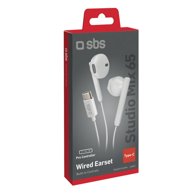 SBS - Slúchadlá Studio Mix 65c s mikrofónom, USB-C, biela