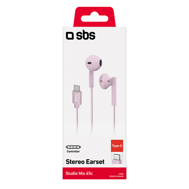 SBS - Slúchadlá Studio Mix 65c s mikrofónom, USB-C, ružová