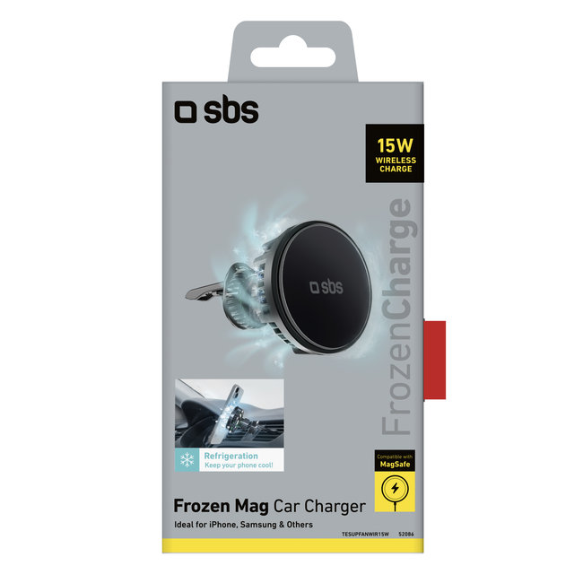 SBS - Držiak do auta Frozen Mag, MagSafe, s chladiacim ventilátorom, do mriežky, 15 W, čierna