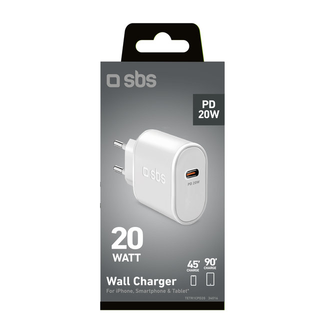 SBS - Cestovný adaptér 1xUSB-C, PD 20 W, biela