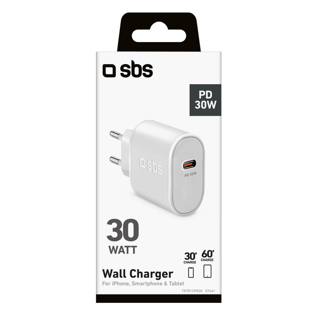 SBS - Cestovný adaptér USB-C, 30 W, PD, biela