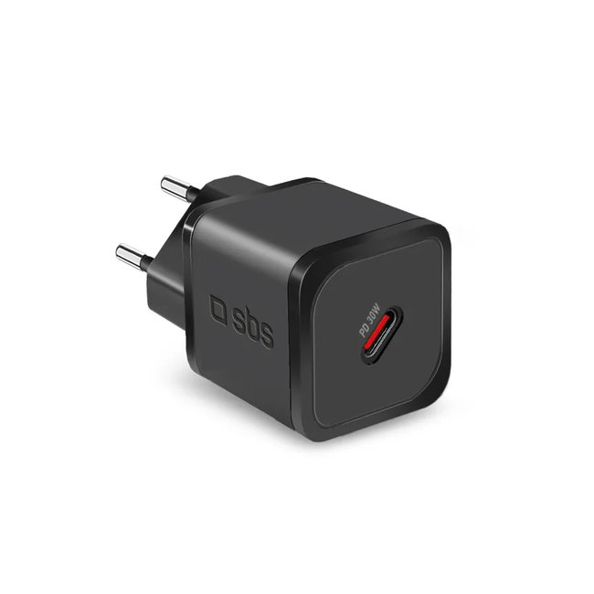 SBS - Cestovný adaptér Mini USB-C, GaN, 30 W, PD, čierna