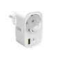 SBS - Viacportový cestovný adaptér USB-C/USB-A/Schuko, PD 20 W, biela