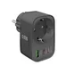 SBS - Viacportový cestovný adaptér 2x USB-C/USB-A/Schuko, PD 30 W, čierna
