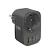 SBS - Viacportový cestovný adaptér 2x USB-C/USB-A/Schuko, PD 30 W, čierna