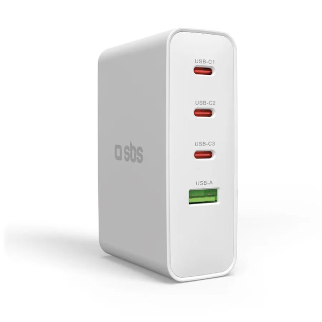 SBS - Cestovný nabíjací adaptér pre US/EU/UK/AUS 3x USB-C/USB-A, PD 100 W, biela
