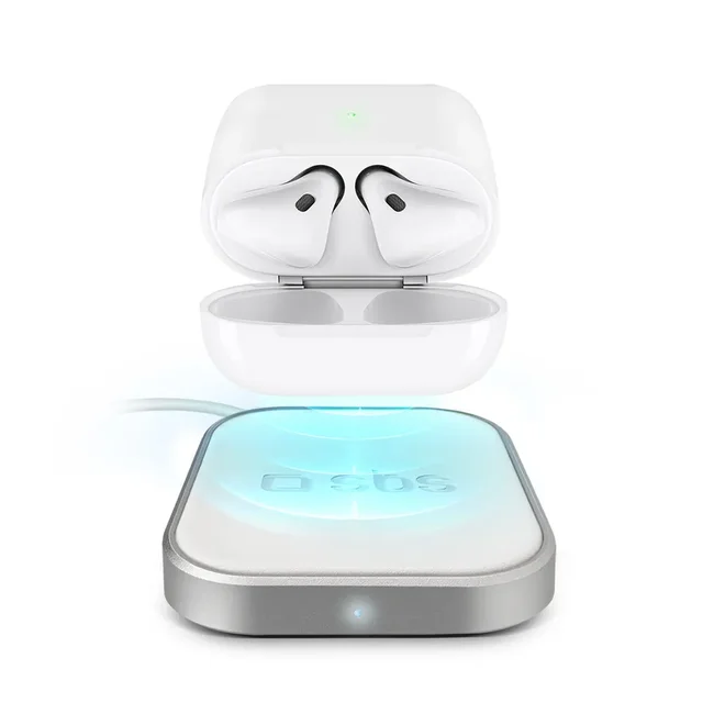 SBS - Bezdrôtová nabíjačka pre Airpods/Airpods Pro, 3 W, biela