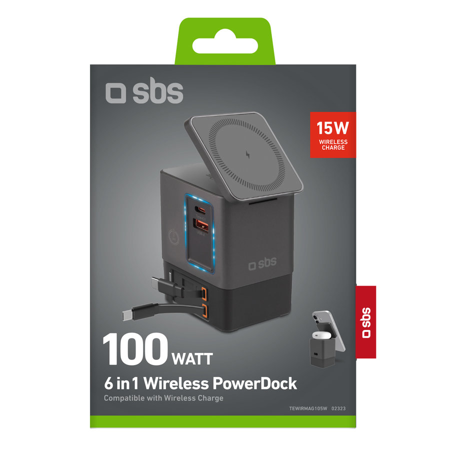 SBS - Bezdrôtový napájací dok 6 v 1, 100 W, čierna