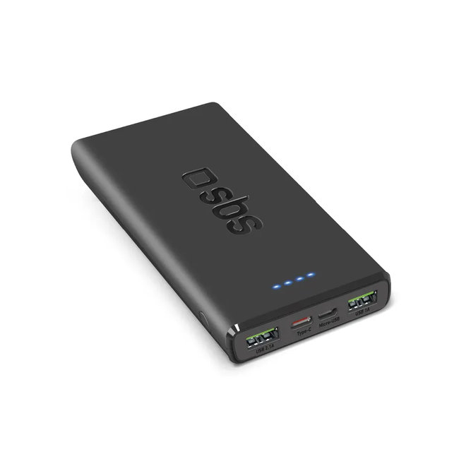 SBS - PowerBank 10000 mAh 20 W, Power Delivery, USB-C/2x USB-A, čierna